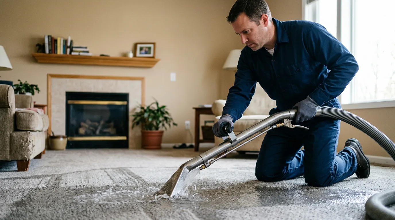 Water damage restoration technician working near North Richland Hills, TX